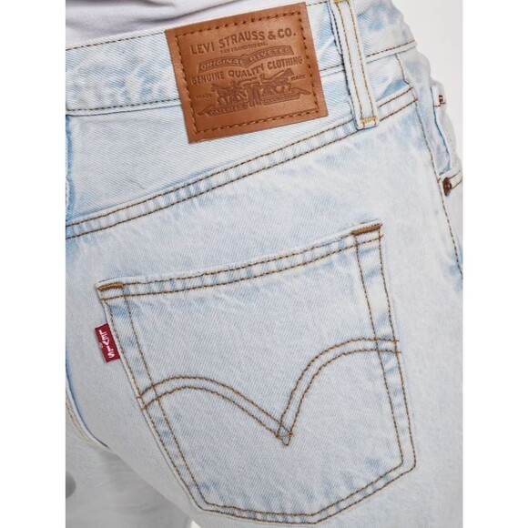 Levis Premium Women Denim Jean 28 Ribcage Straight Ankle Blue High Rise Wide Leg - Picture 13 of 16